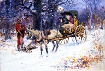 チャールズ・マリオン・ラッセル Painting - ニューイングランドの古いクリスマス 1918年 チャールズ・マリオン・ラッセル